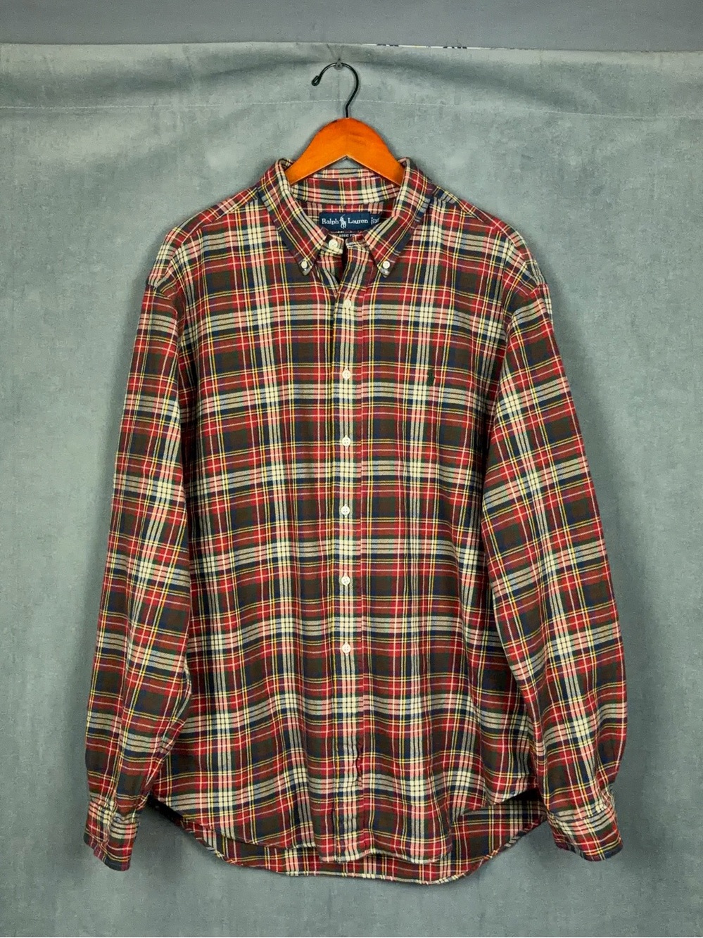Vintage Ralph Lauren Plaid Button Down Shirt Mens Size XXL Long Sleeve Heritage